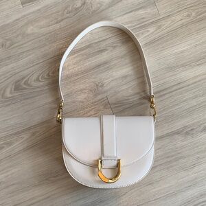 NWOT Cream Beige White Leather Shoulder Bag